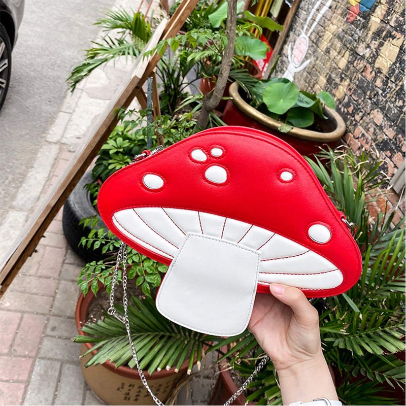 Youngy Women Mushroom Shape PU Leather Shoulder Crossbody Bag Tote Chain Satchel Purse - Image 3